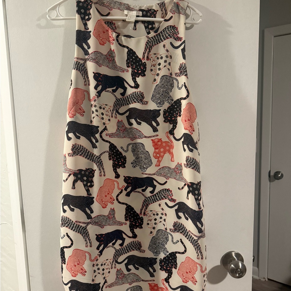 H&M Cream and Black Animal Print Mini Skirt